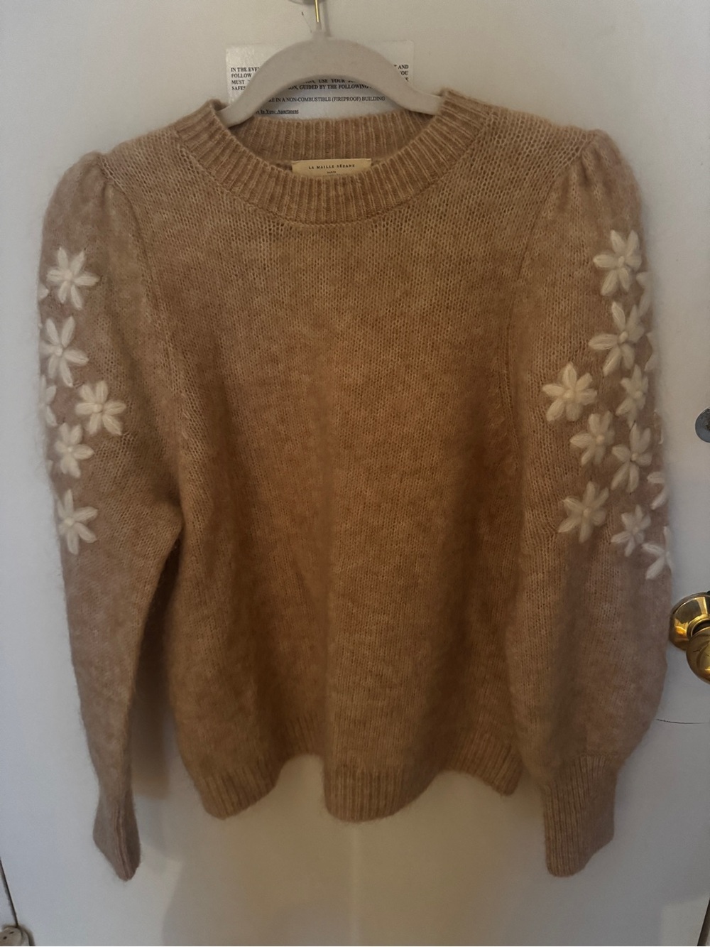 Sezane Floral Sleeve Knit Sweater SIZE L